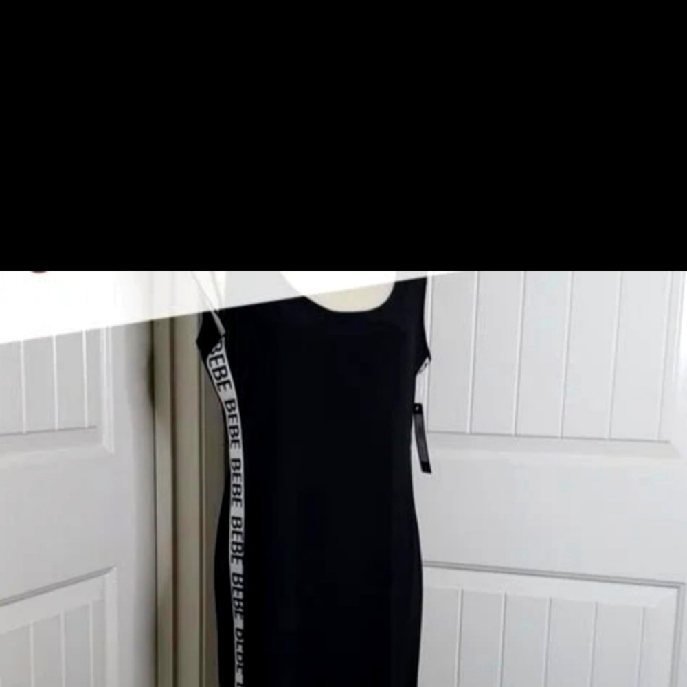 Bebe logo side stripe tank dress